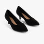 Comfort Plus TEXAS Womens Shoes Black - Faux Suede, side view of court shoes with kitten heels
