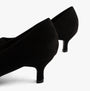 Comfort Plus TEXAS Womens Shoes Black - Faux Suede side view highlighting kitten heel design.