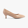 Comfort Plus TEXAS Womens Shoes Nude - Patent side view of a court shoe with a kitten heel and a glossy finish.