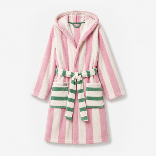 Joules G49621 LUNA Womens Bathrobe Pink/Cream Stripe