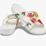 Crocs 206434-97E SERENA PRINTED CROSSBAND Womens Sandals Floral/White side view with floral design and gold accents