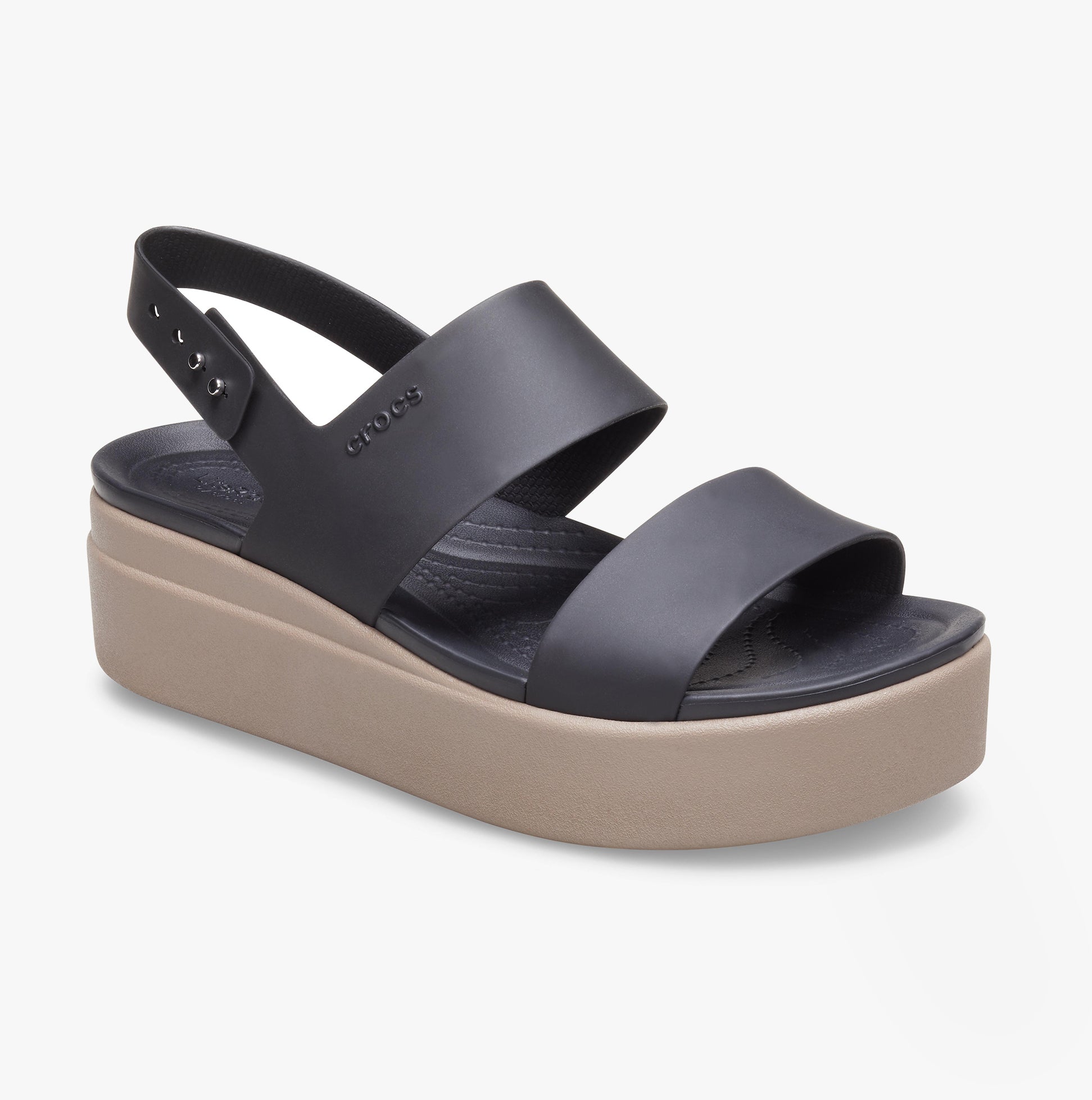 Crocs 206453-07H BROOKLYN LOW WEDGE Womens Sandals Black/Mushroom