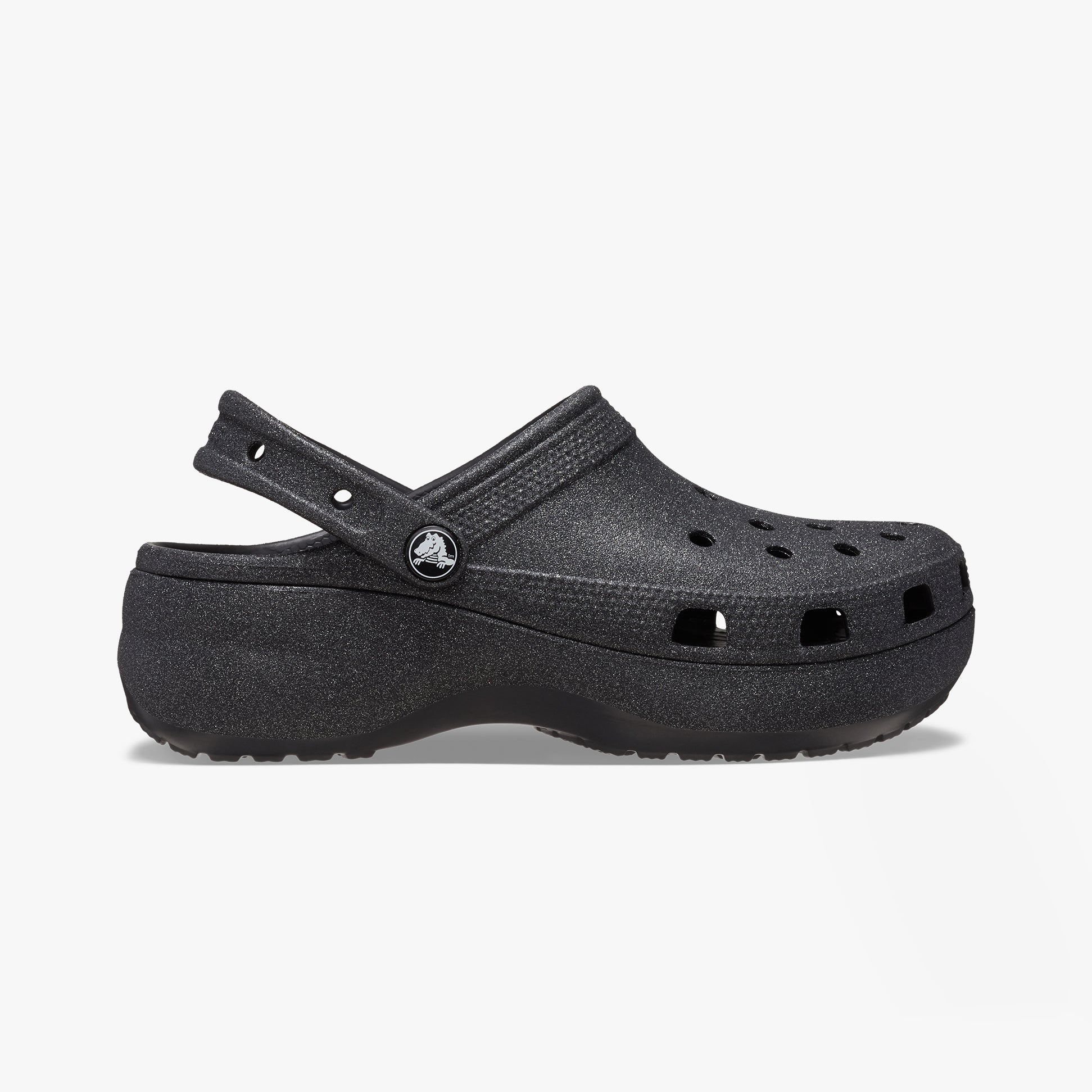 Crocs 207241-001 CLASSIC PLATFORM GLITTER Womens Clogs Black