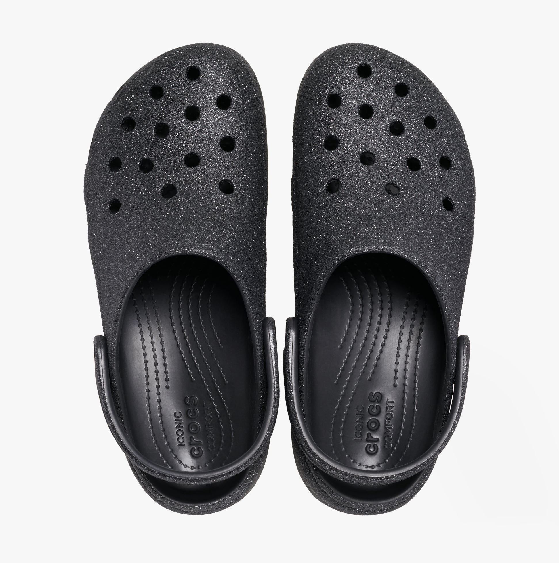 Crocs 207241-001 CLASSIC PLATFORM GLITTER Womens Clogs Black
