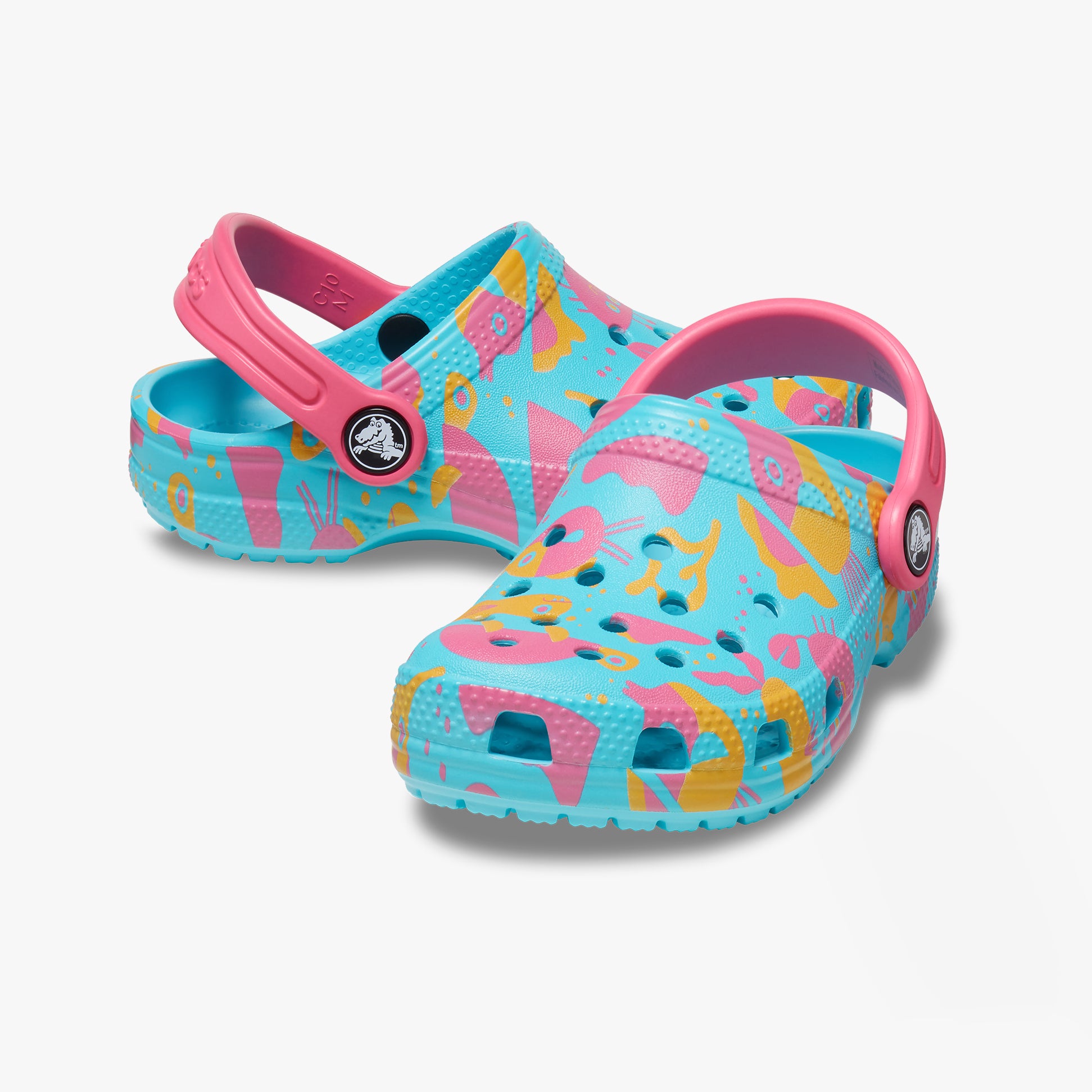 Crocs 209039-6WA CLASSIC ISLAND ESCAPE Girls Clogs Hyper Pink/Multi
