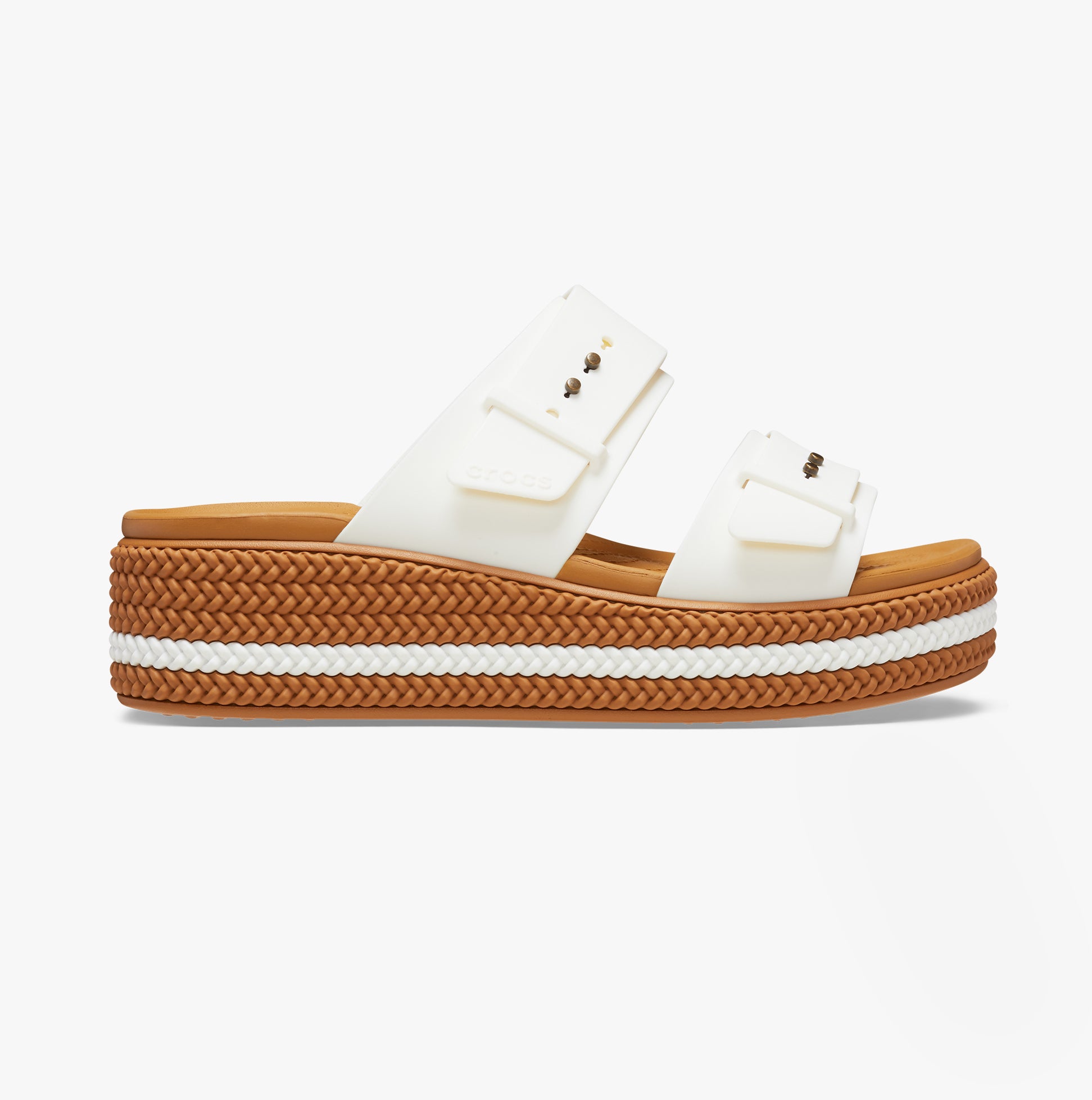 Crocs 209978-0WV BROOKLYN WOVEN BUCKLE Womens Sandals Chalk