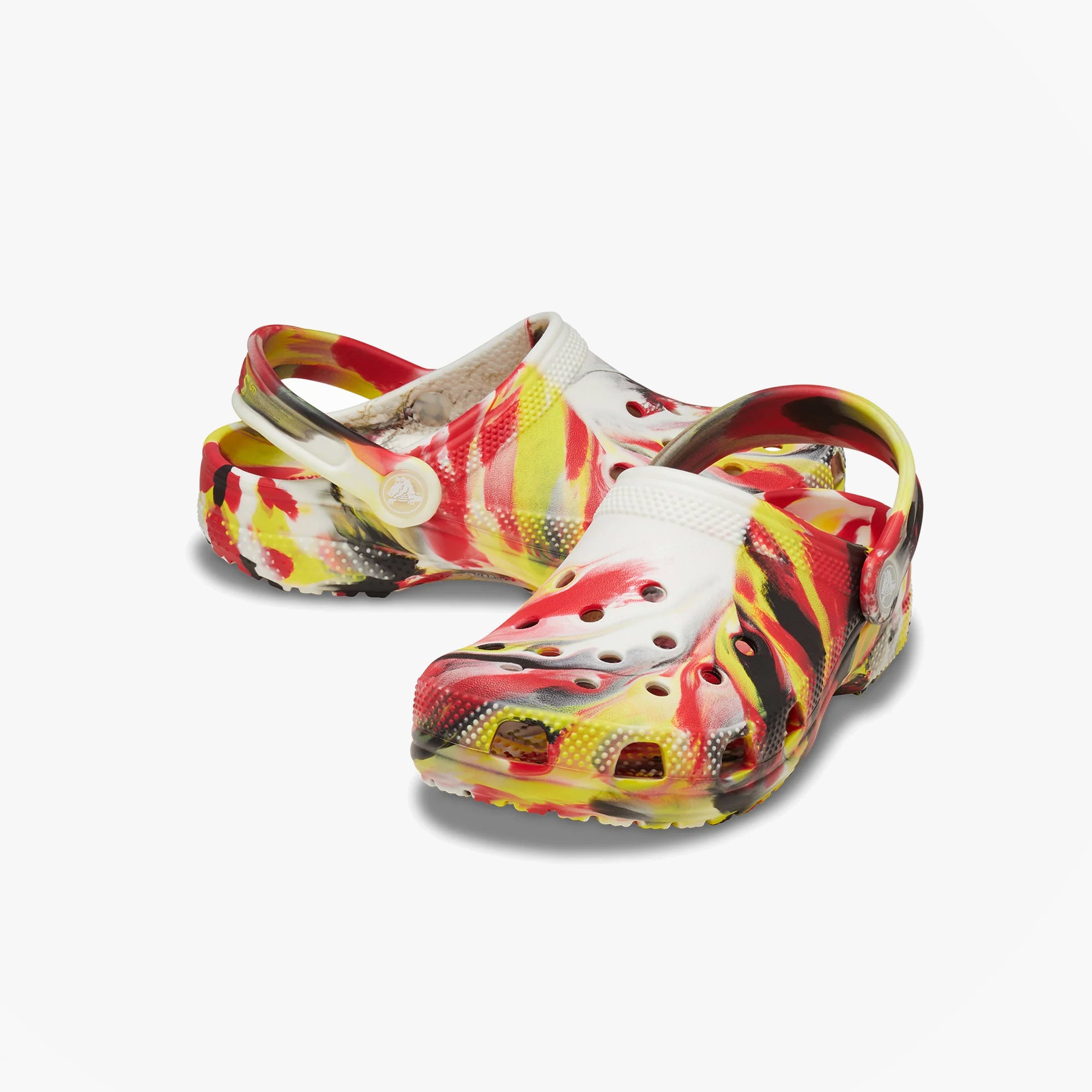 Crocs 210718-6WE GLOW-IN-THE-DARK MARBLED Unisex Kids Classic Clogs Varsity Red/Multi