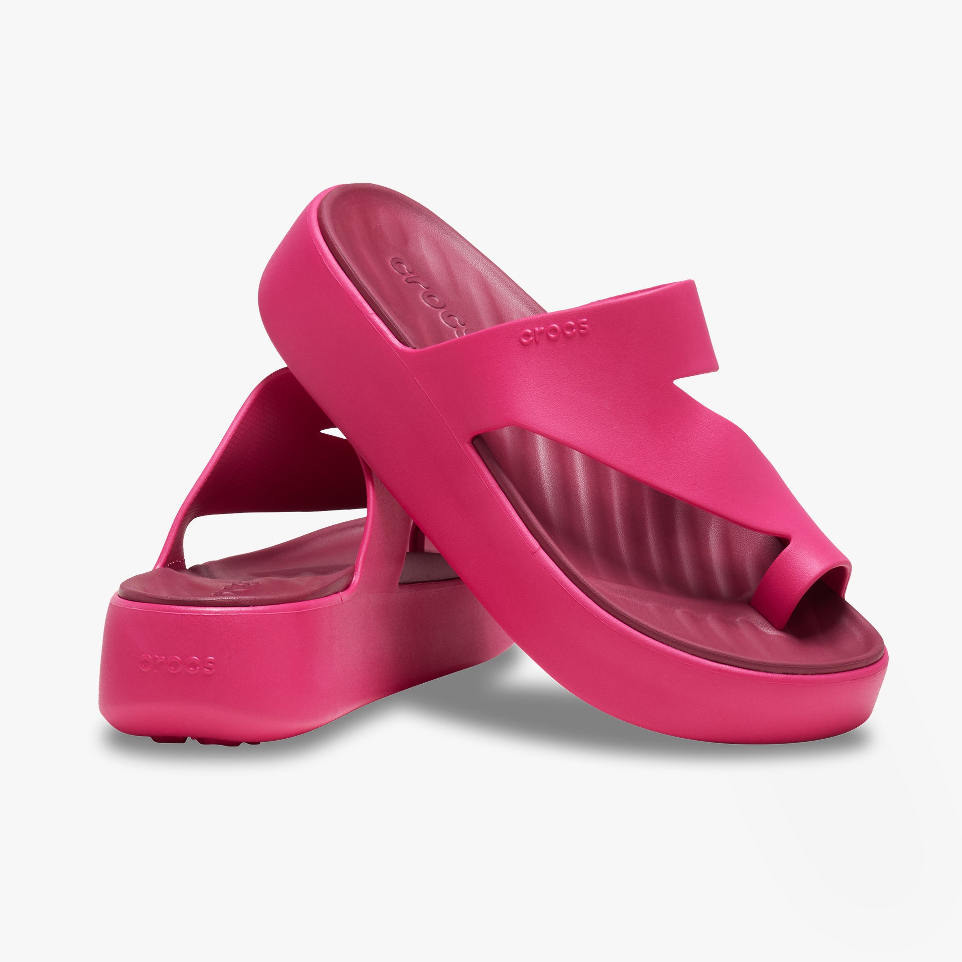 Crocs 210834-6ZQ GETAWAY PLATFORM TOE LOOP Womens Sandals Dragon Fruit