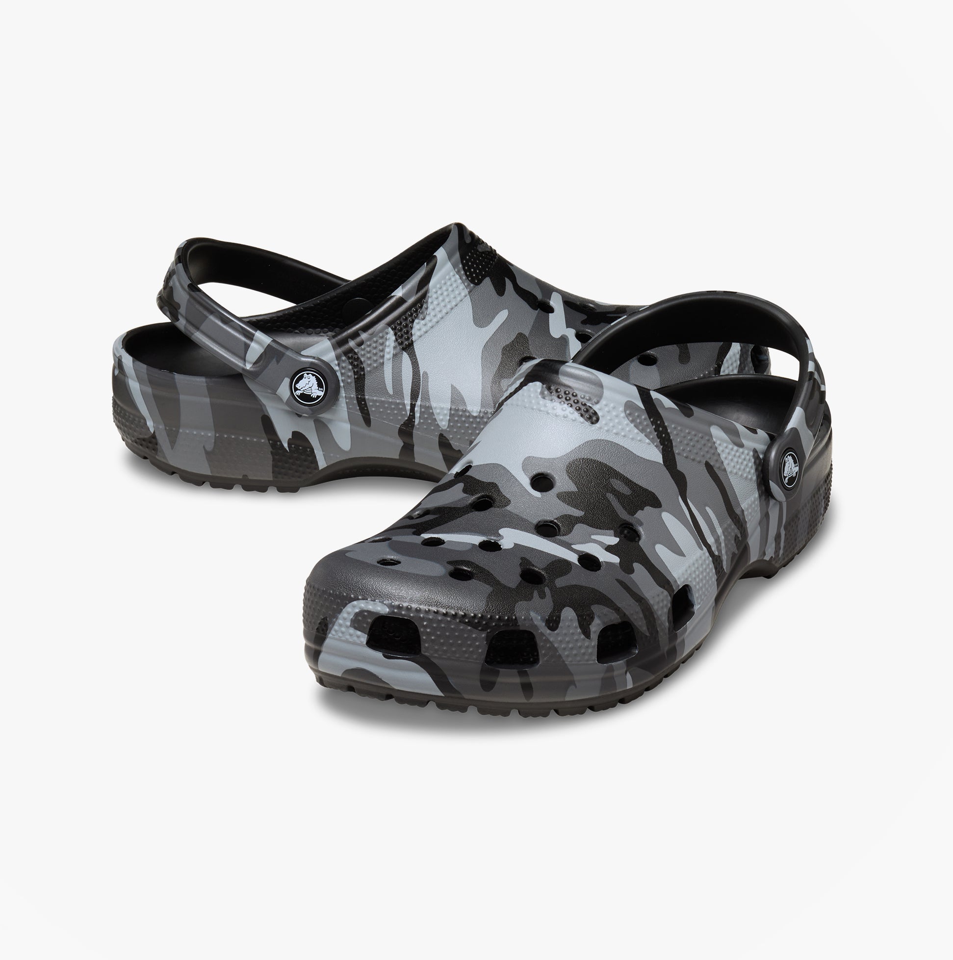 Crocs 211936 CLASSIC CAMOUFLAGE Unisex Adults Clogs Sandals Black/Grey