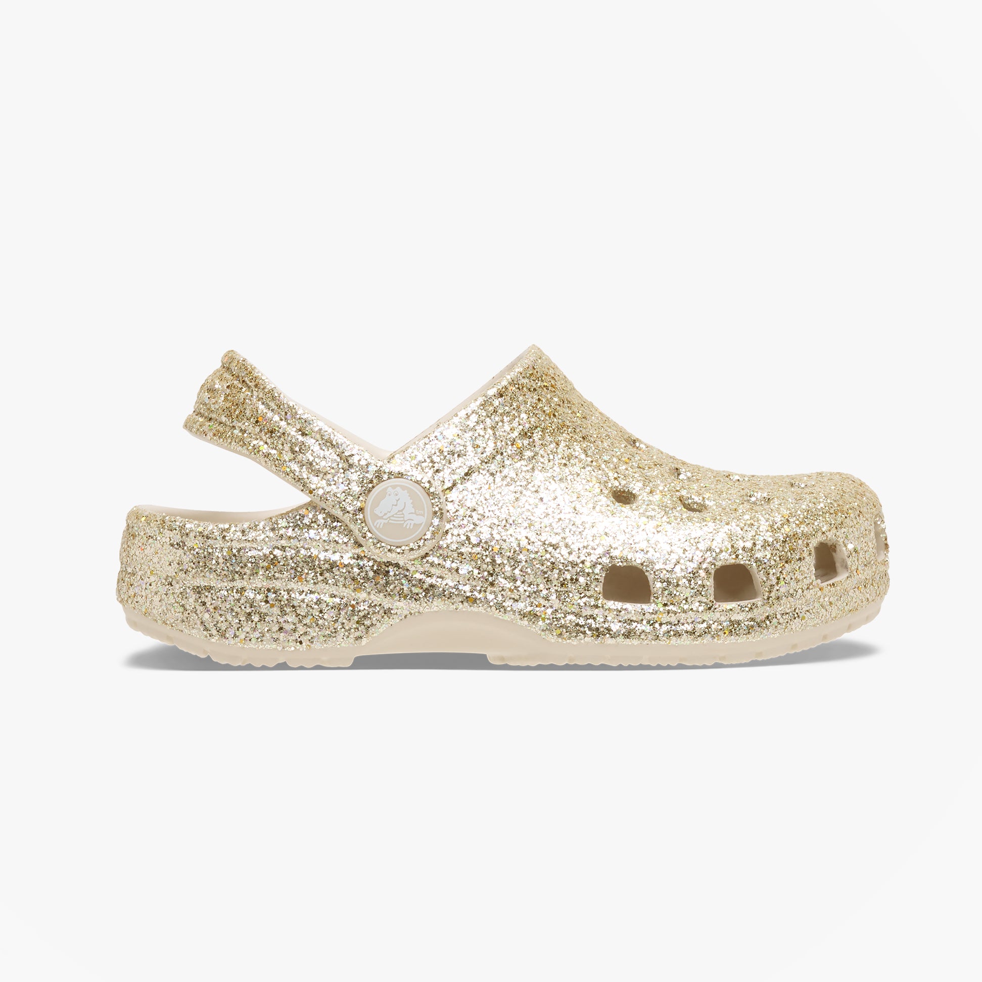 Crocs CLASSIC CHUNKY GLITTER Girls Clogs Sandals Sandstone