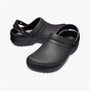 Crocs At Work SPECIALIST II Unisex Work Clogs Black side view showcasing lightweight design and slip-on closure.