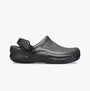 Crocs At Work BISTRO PRO LITERIDE Unisex Slip-Resistant Work Clogs Black side view with adjustable strap and lightweight design.