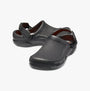 Crocs At Work BISTRO PRO LITERIDE Unisex Slip-Resistant Work Clogs Black side view with adjustable strap and rounded toe.