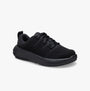 Crocs At Work ON THE CLOCK Womens Work Trainers Triple Black side view showing safety trainer design and details.