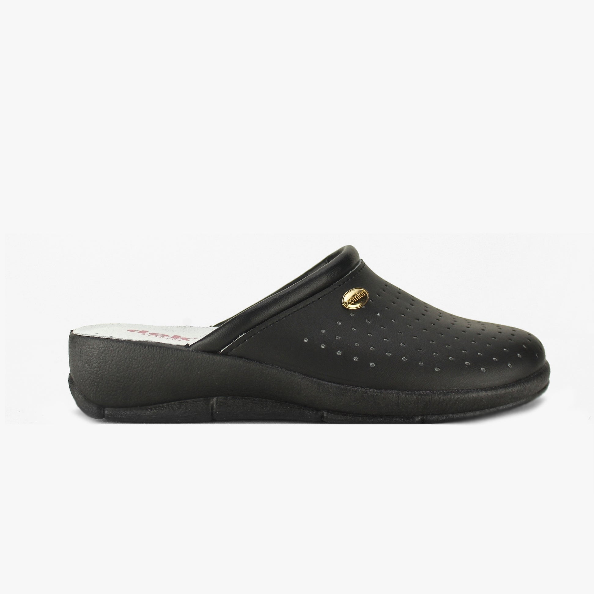 DEK ANGIE Womens Leather Mule Clogs Sandals Black
