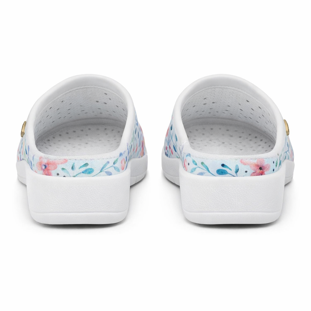 DEK L210CM Ladies Floral Clogs Baby Blue Floral
