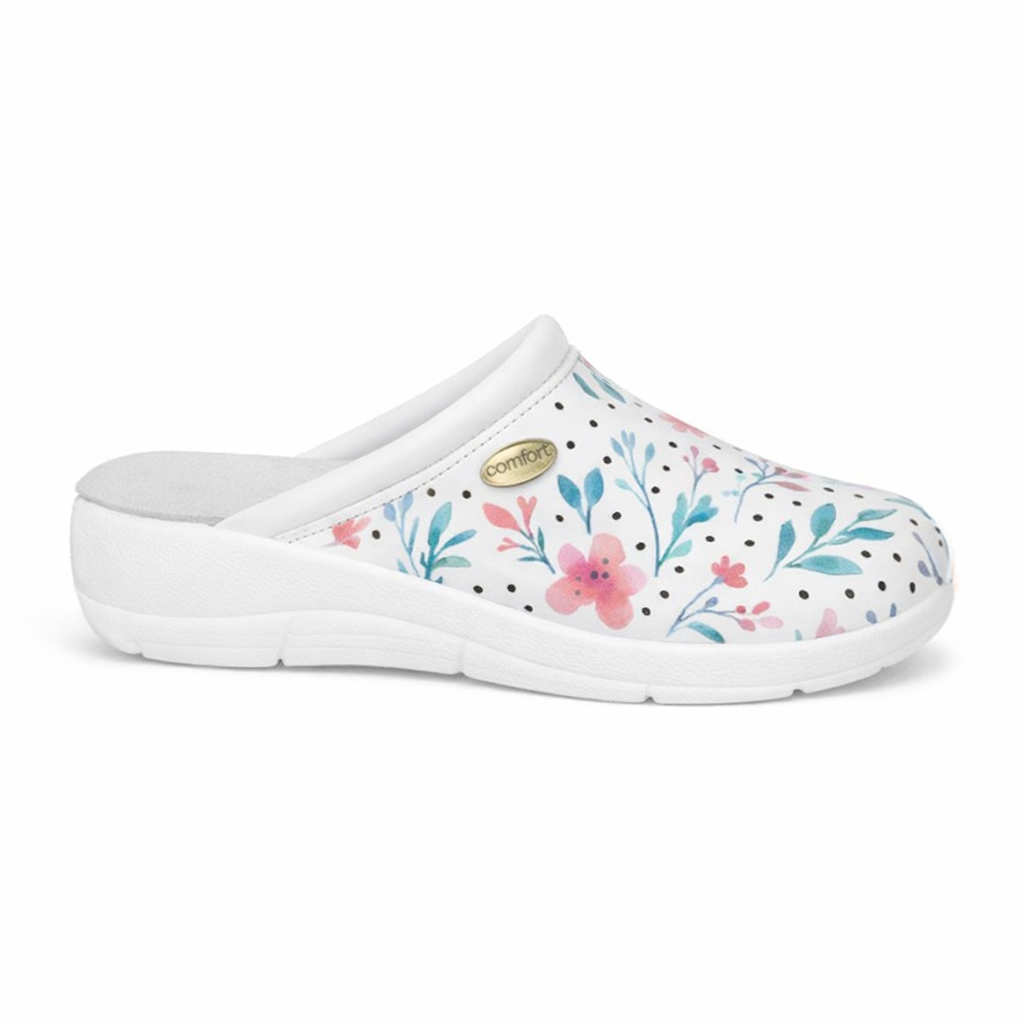 DEK L707G Ladies Clogs White Floral