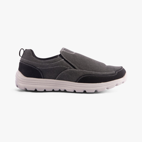 DEK M336A Mens Denim Canvas Slip-On Trainers Black