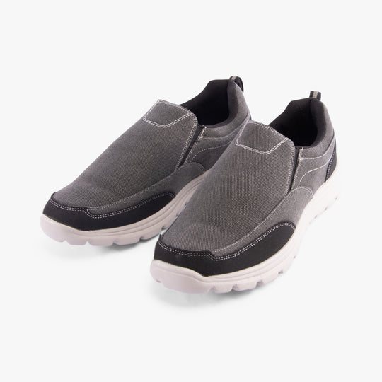 DEK M336A Mens Denim Canvas Slip-On Trainers Black