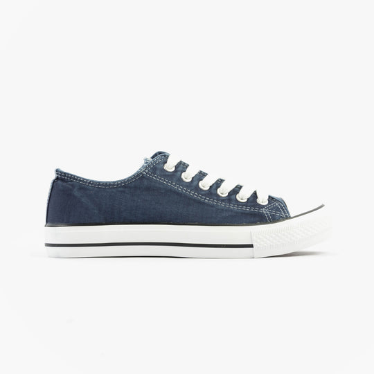 DEK TAYLOR Unisex Canvas Lace Up Trainers Navy