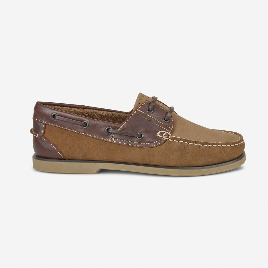 DEK RIVER Mens Nubuck Moccasin Boat Shoes Brown