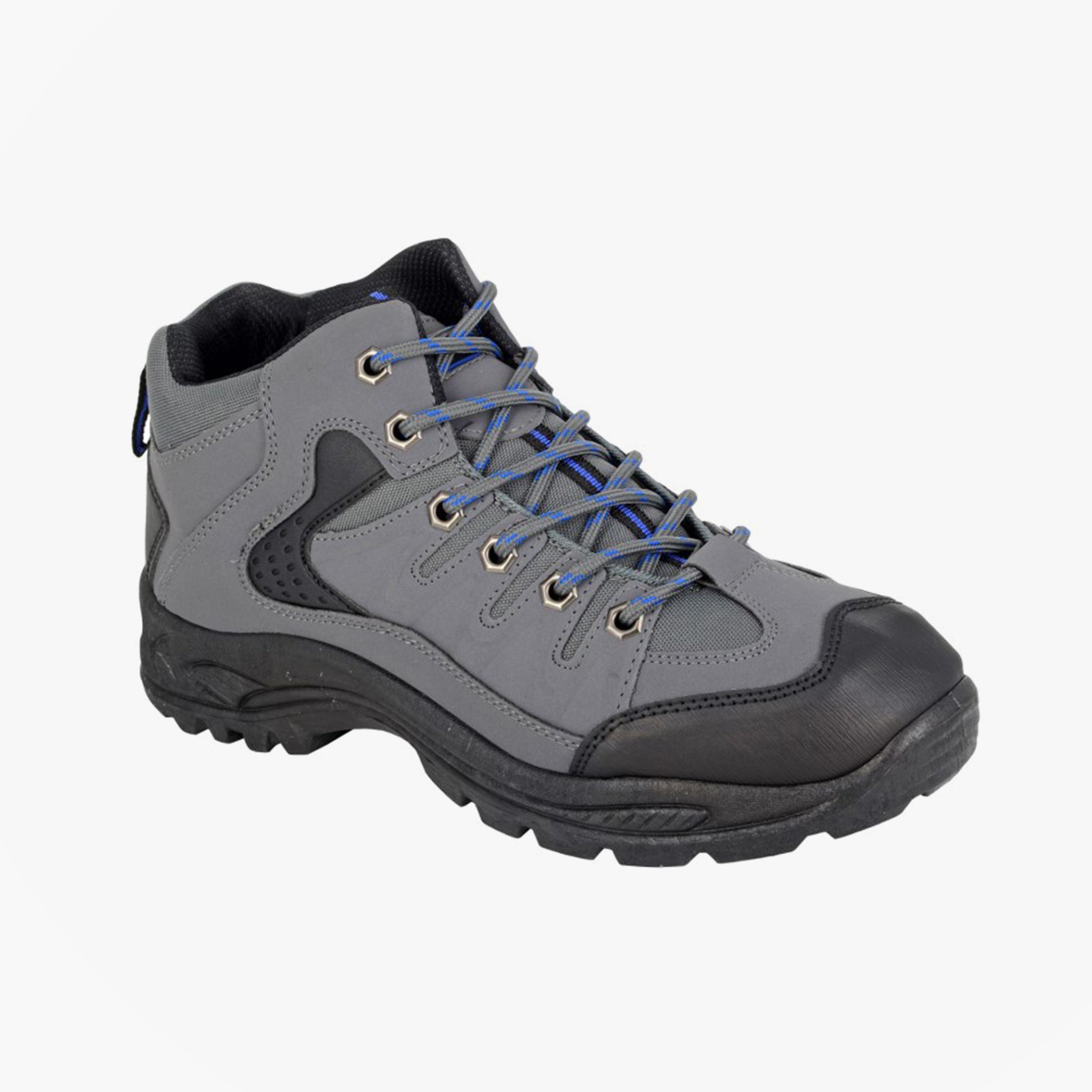 DEK ONTARIO Mens Boots Grey side view showcasing lace-up styling and durable rubber sole.