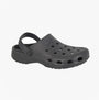DEK FOAMSTEP Mens Clogs Black side view, featuring PVC upper material and slingback closure, lightweight design.