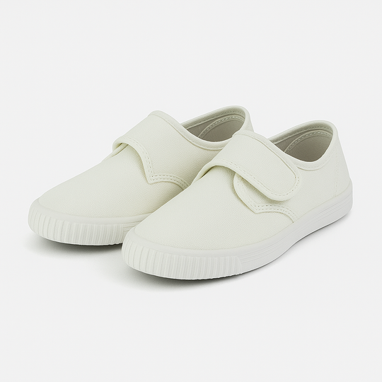 DEK White Canvas Junior Touch Fastening Plimsoll