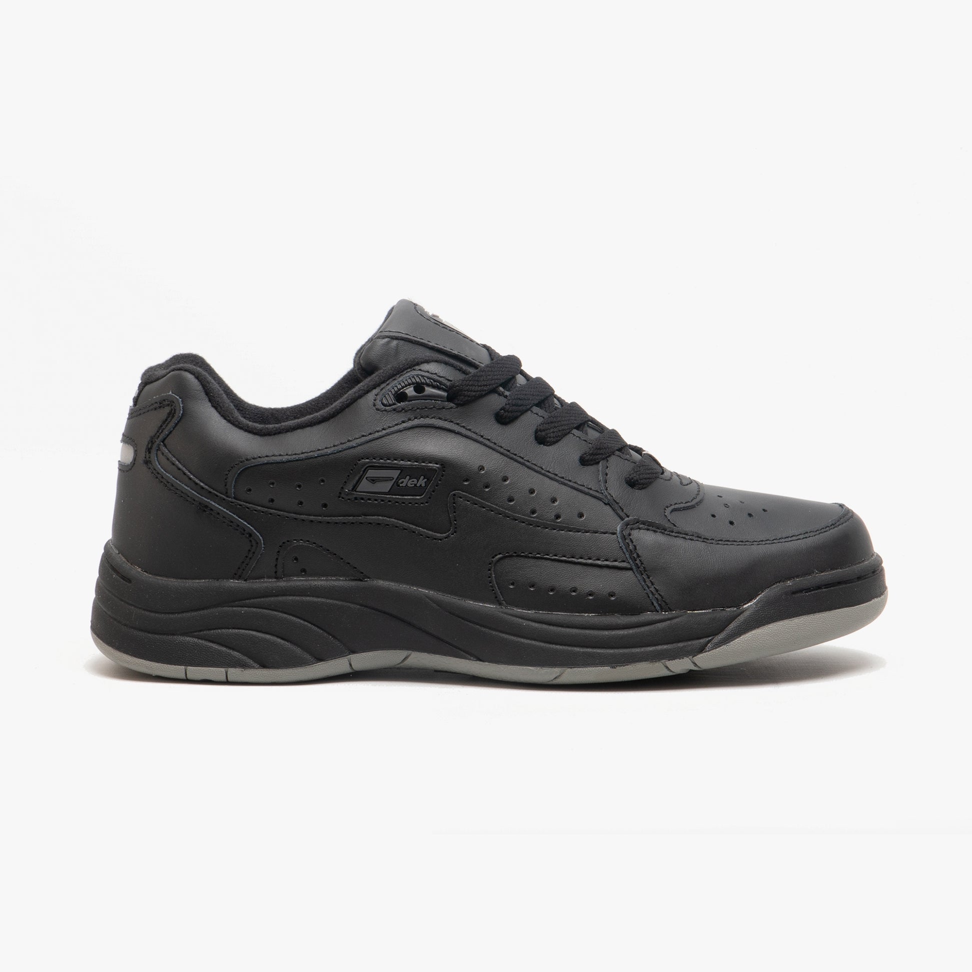 DEK ORLEANS Mens Coated Leather Trainers Black