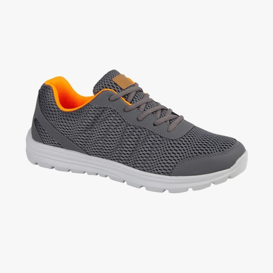 DEK HYDE PARK Grey/Orange Textile Mesh Mens Running Trainers