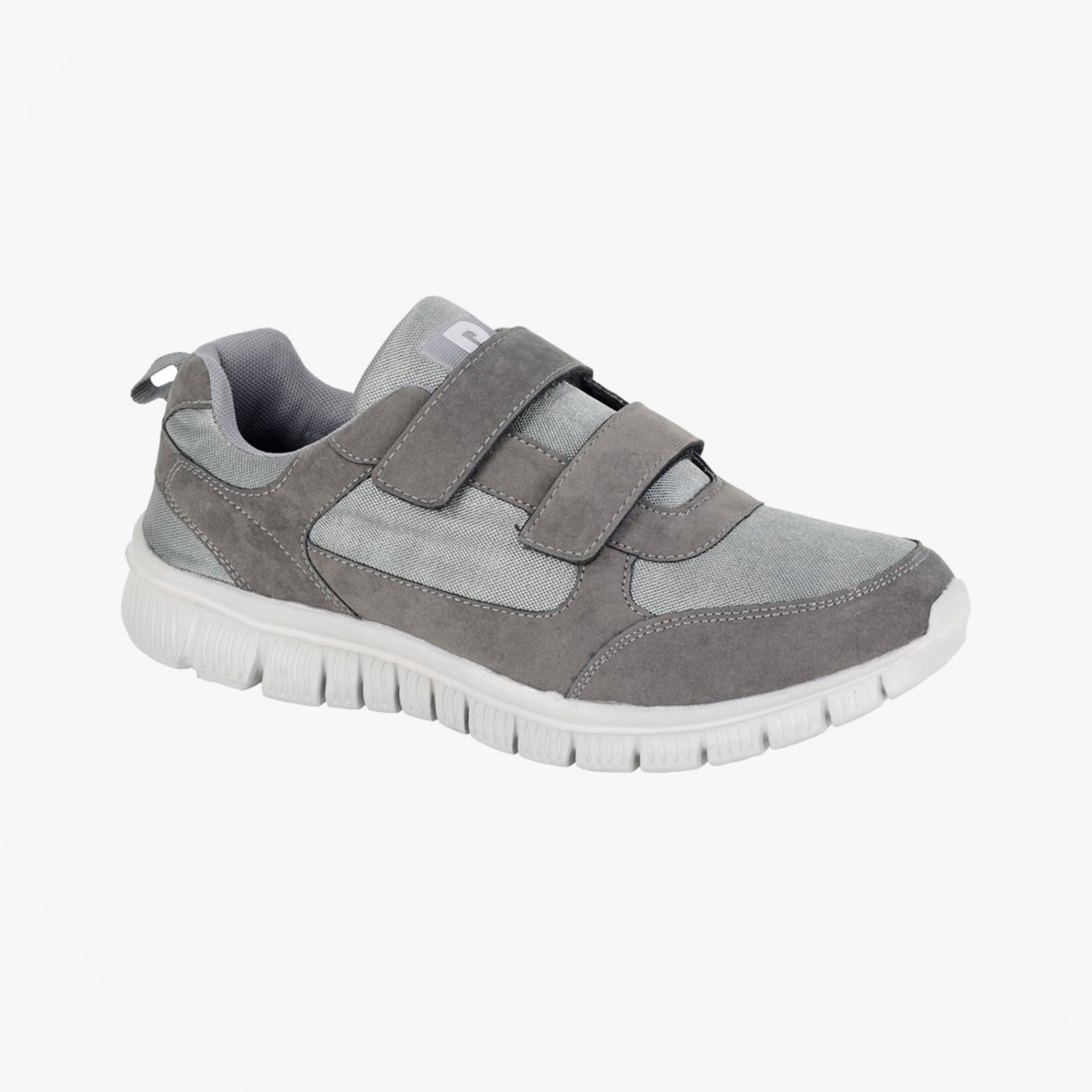 DEK VIKING Mens Trainers Grey side view with touch fasten design and lightweight construction.
