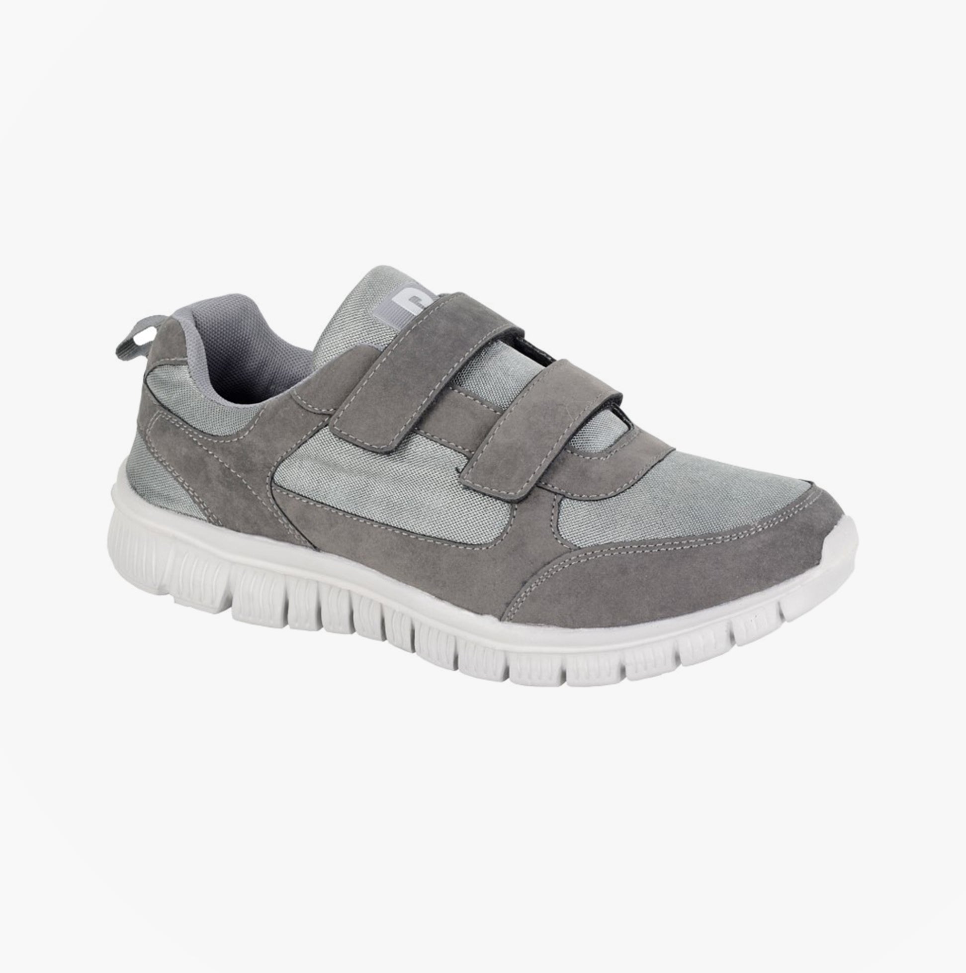 DEK VIKING Mens Trainers Grey side view with touch fasten design and lightweight construction.
