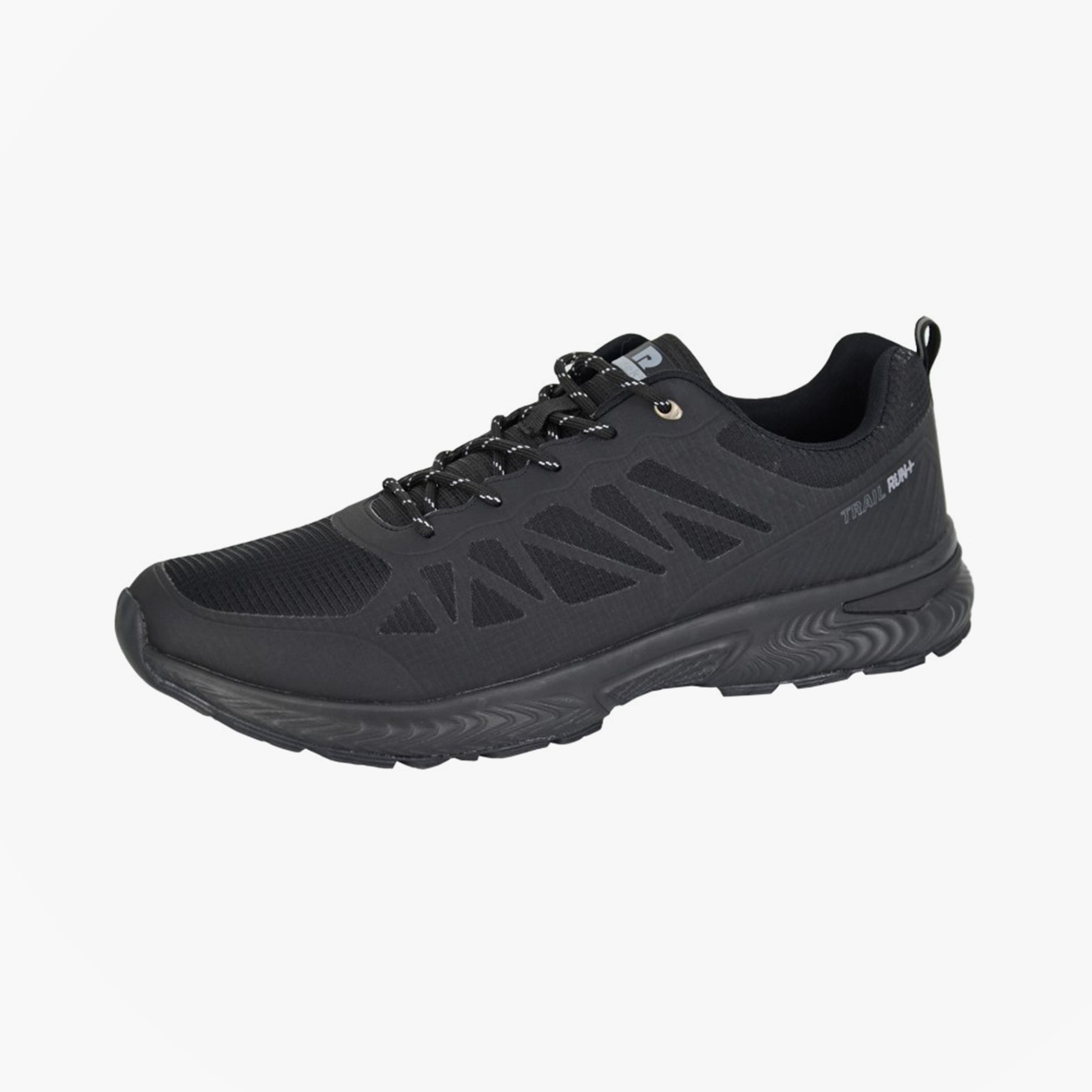 DEK METRO Mens Trainers Black side view, lightweight casual trainers with lace-up closure and round toe.