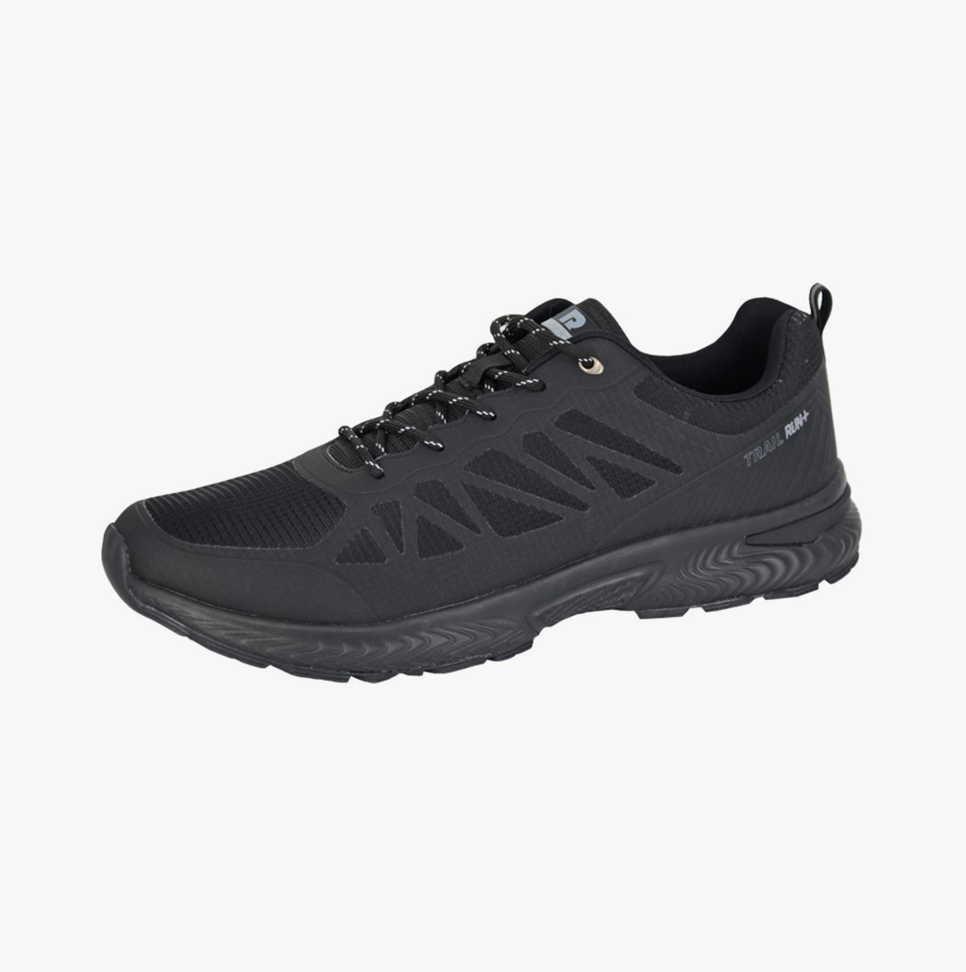 DEK METRO Mens Trainers Black side view, lightweight casual trainers with lace-up closure and round toe.