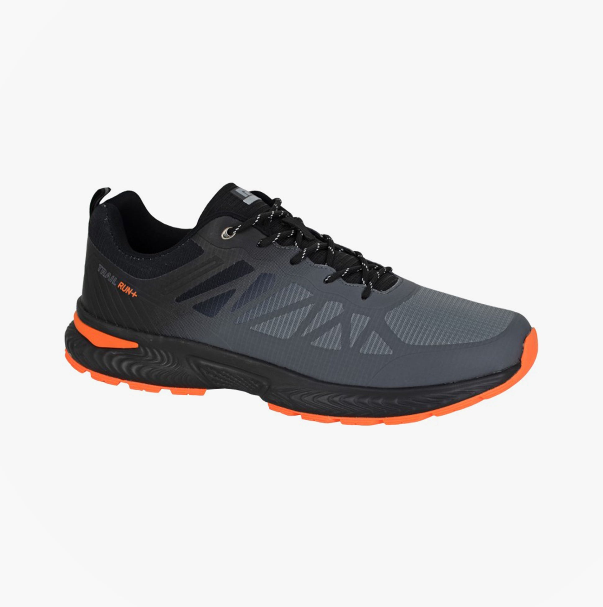 DEK METRO Mens Trainers Charcoal Grey side view lightweight casual shoes with orange accents
