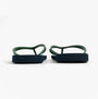 Jack & Jones LOGO PALM PRINT Mens Flip-Flops Navy Blazer back view showcasing the green straps and flat sole design.