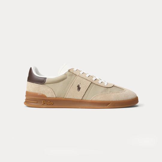 Polo Ralph Lauren Heritage Aera Mens Court Trainers Milkshake/Dark Brown