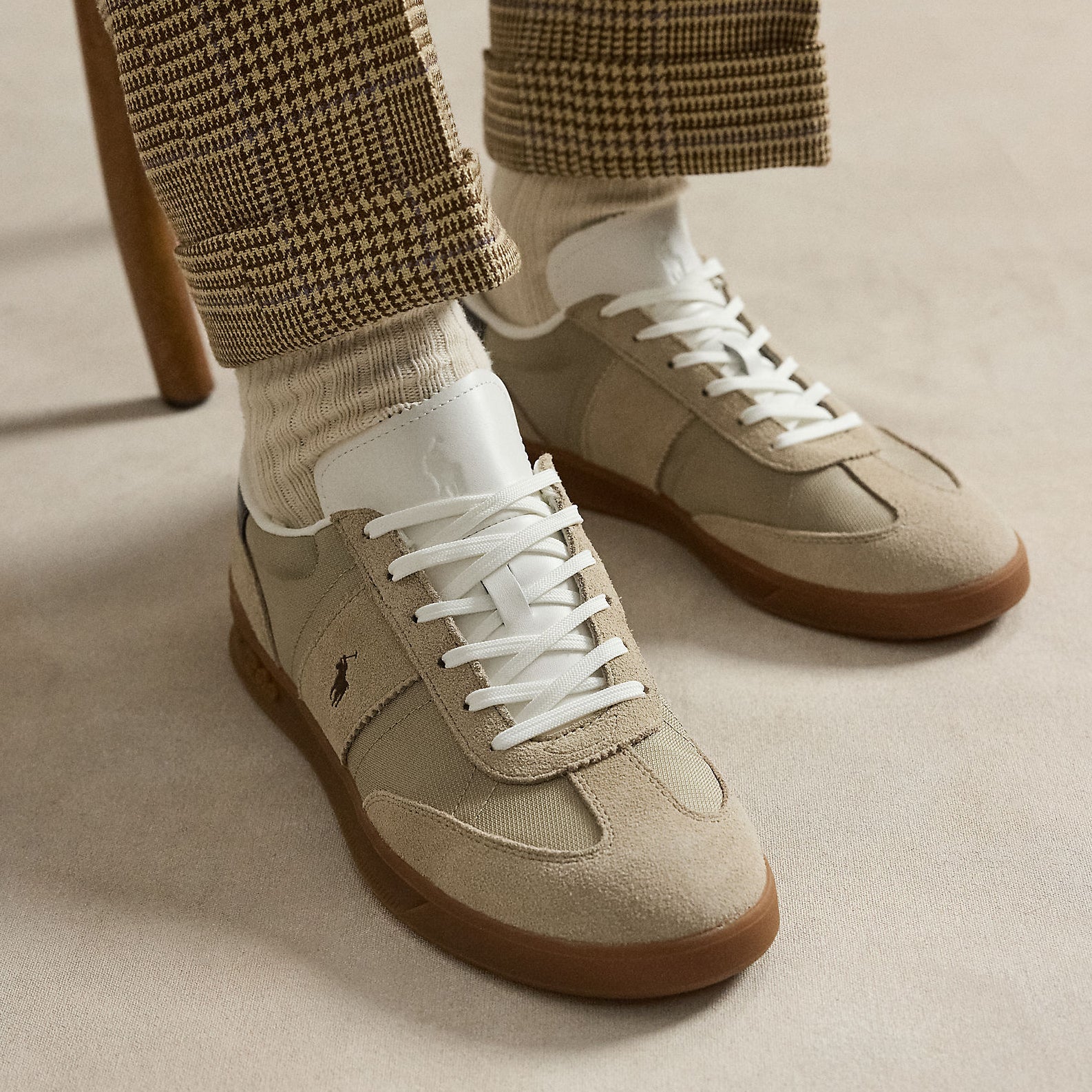 Polo Ralph Lauren HRT AERA PP Mens Court Trainers Milkshake/Dark
