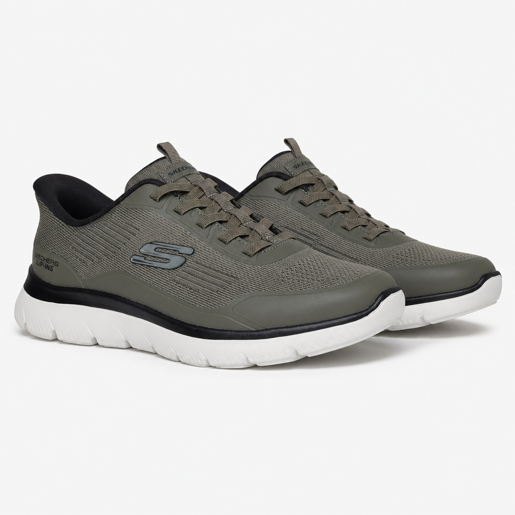 Skechers SUMMITS - LEYTER Mens Casual Trainers Olive/Black/Dark Natural