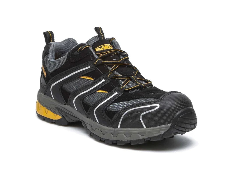 Dewalt CUTTERGRY Unisex Trainers Black Grey side view showing lace-up design and rubber sole.