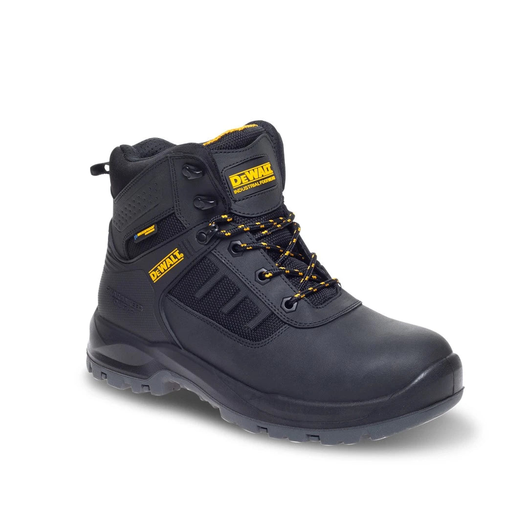 Dewalt DOUGLAS Mens Boots Black side view showcasing safety features and lace-up closure.