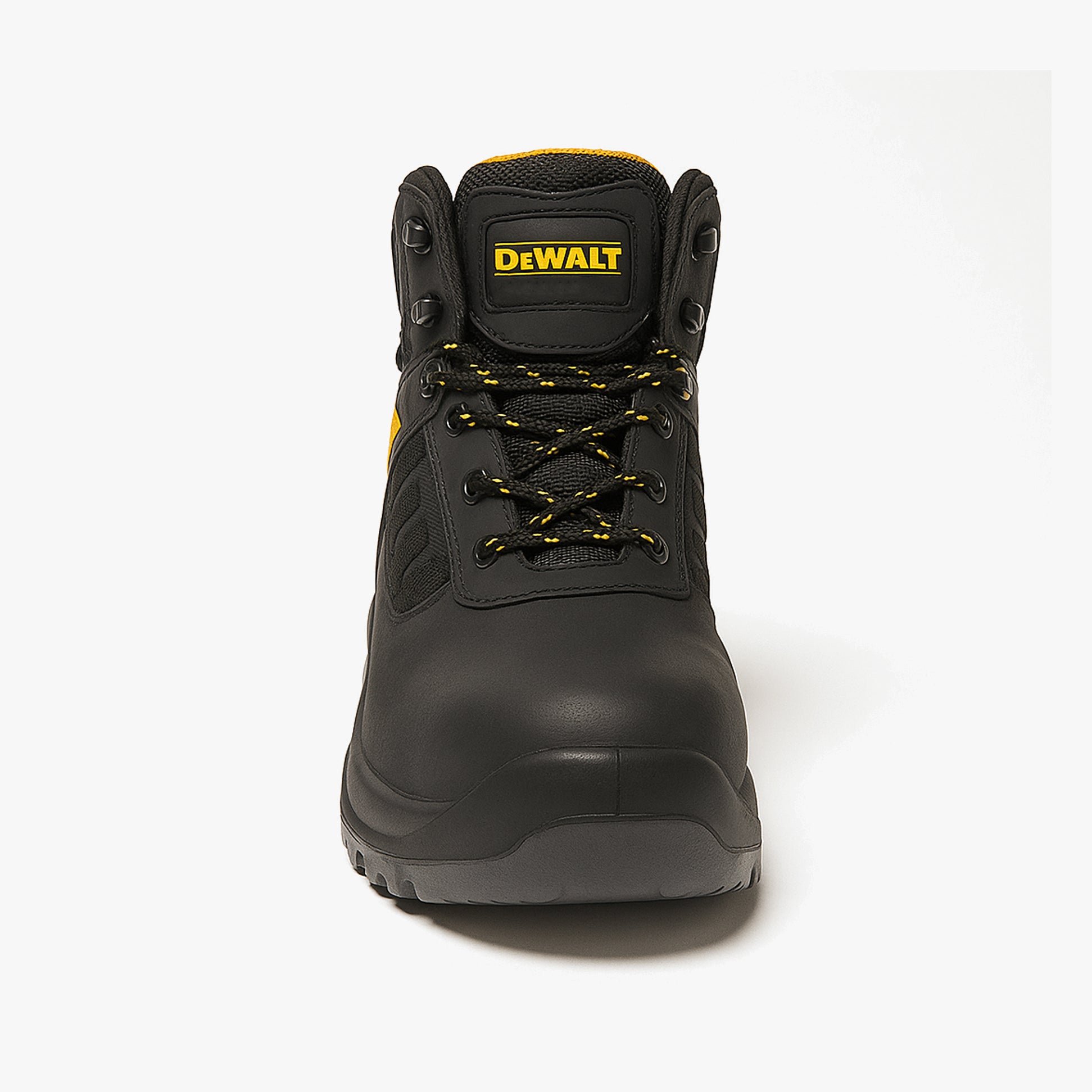 Dewalt DOUGLAS Mens Boots Black front view showcasing lace-up design and safety features.