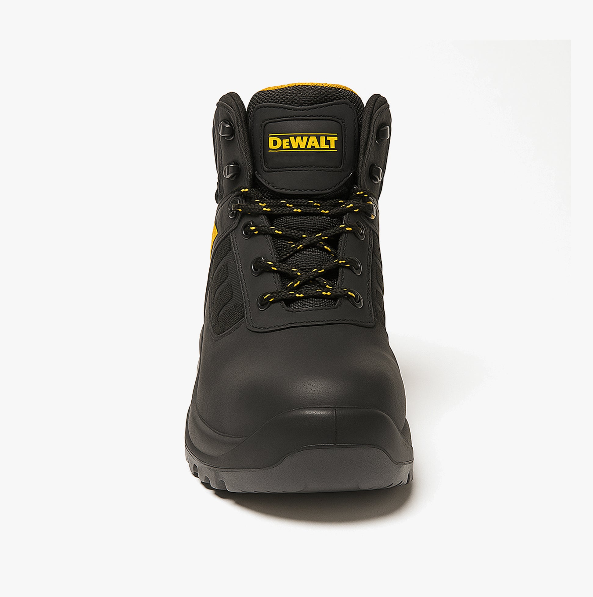 Dewalt DOUGLAS Mens Boots Black front view showcasing lace-up design and safety features.