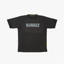 Dewalt EASTON Mens T Shirt Black front view featuring reflective DeWalt detail and moisture-wicking properties.