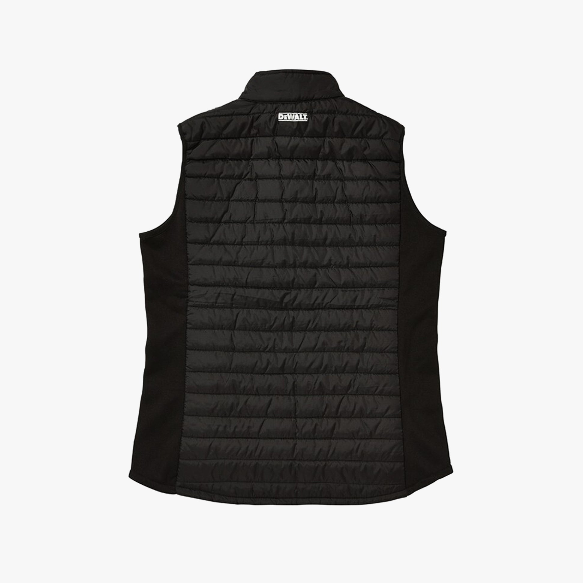 Dewalt FORCE Mens Gilet Black back view showing lightweight nylon material and reflective branding details