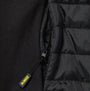 Dewalt FORCE Mens Gilet Black detail view showing zip closure and interior lining, showcasing durable craftsmanship.