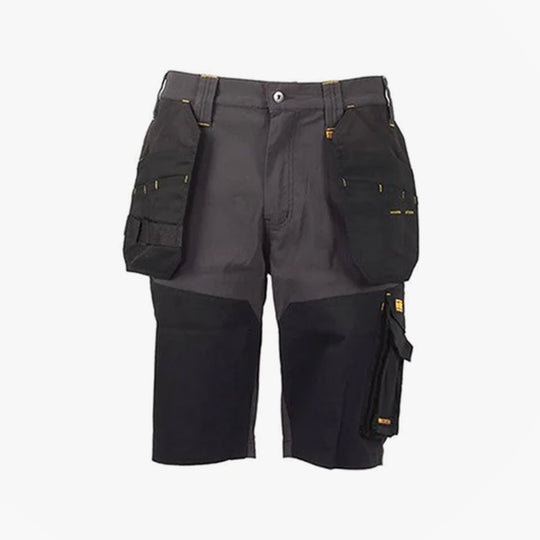 Dewalt HAMDEN Mens Shorts Grey front view featuring twin holster pockets and mobile phone pocket.