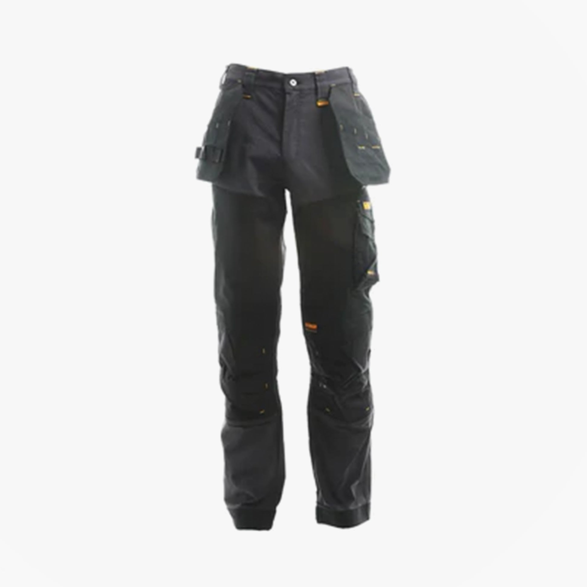 Dewalt MEMPHIS Mens Trousers Grey front view showcasing padded holster pockets and knee pad pockets.