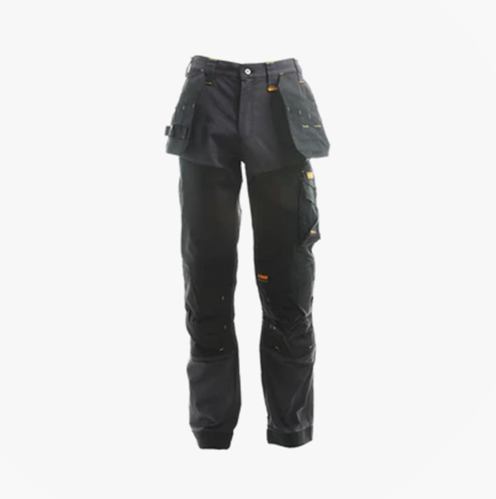 Dewalt MEMPHIS Mens Trousers Grey front view showcasing padded holster pockets and knee pad pockets.