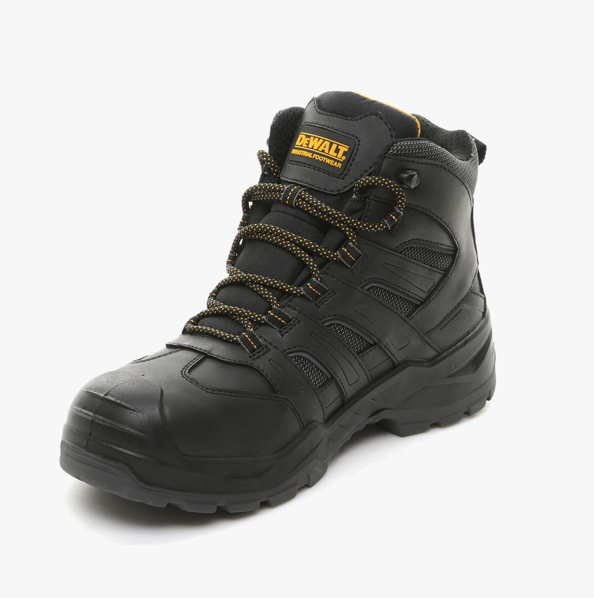 Dewalt MURRAY Mens Boots Black side view featuring lace-up closure and rubber sole.